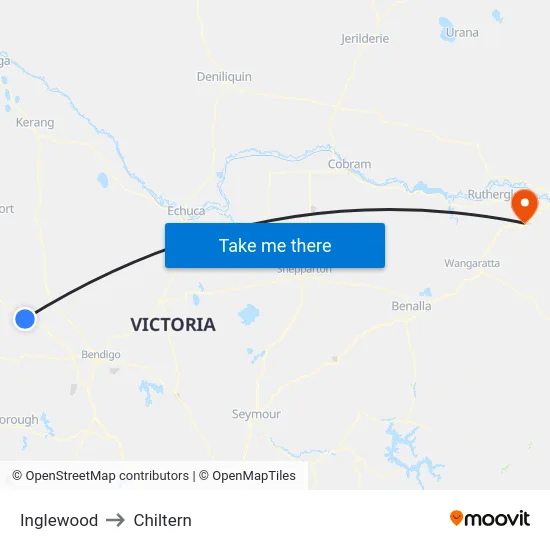 Inglewood to Chiltern map
