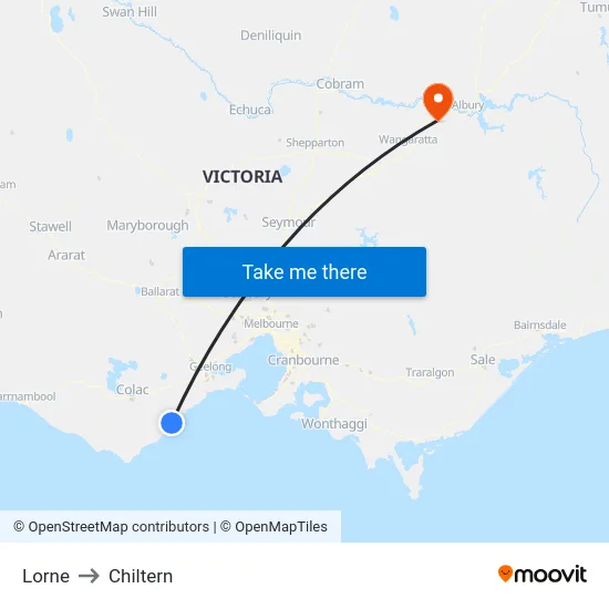 Lorne to Chiltern map