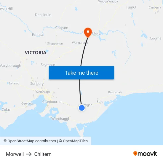 Morwell to Chiltern map