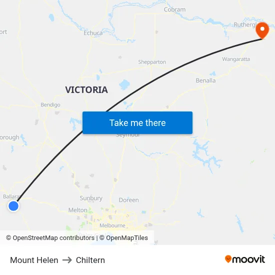 Mount Helen to Chiltern map