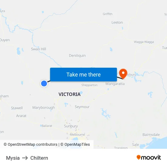 Mysia to Chiltern map
