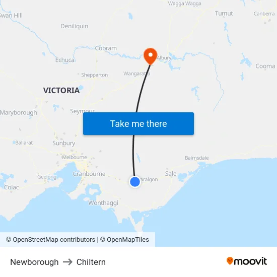 Newborough to Chiltern map