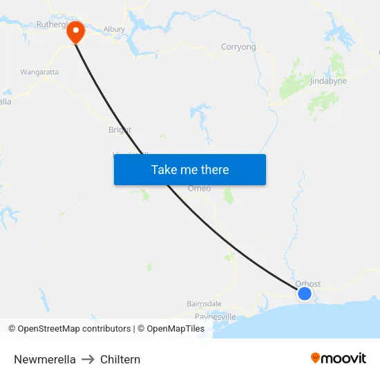 Newmerella to Chiltern map