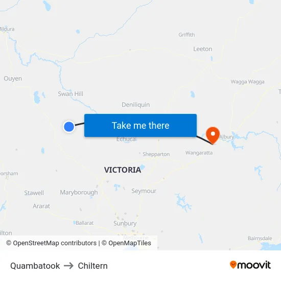 Quambatook to Chiltern map