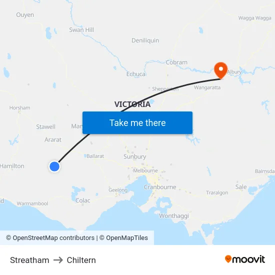 Streatham to Chiltern map