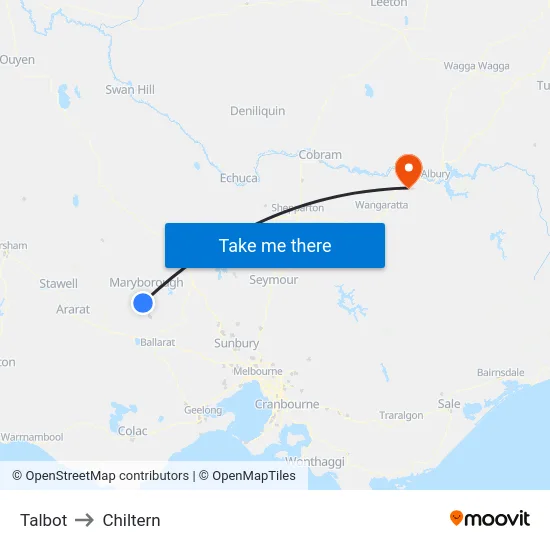 Talbot to Chiltern map