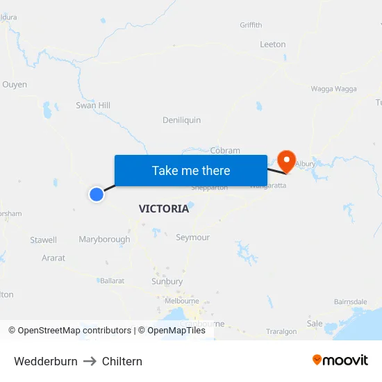 Wedderburn to Chiltern map