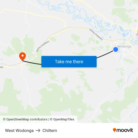 West Wodonga to Chiltern map