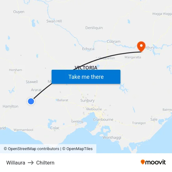 Willaura to Chiltern map