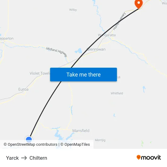 Yarck to Chiltern map