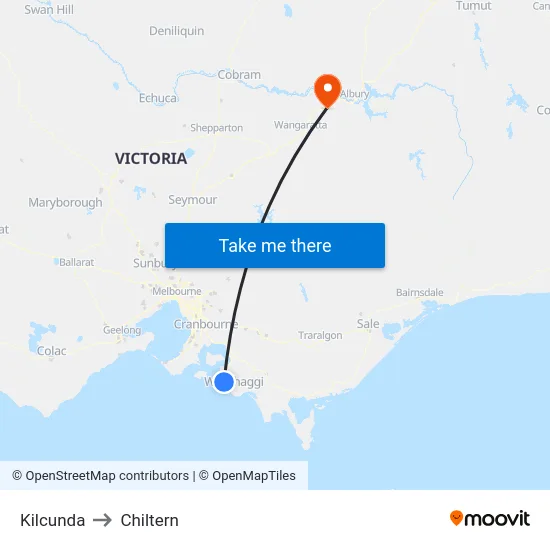 Kilcunda to Chiltern map