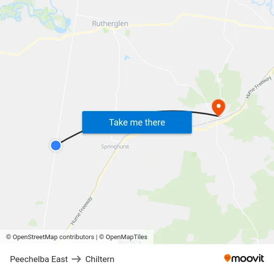 Peechelba East to Chiltern map