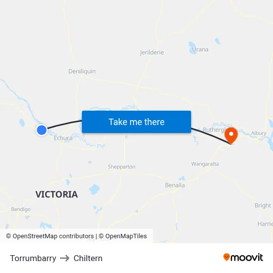 Torrumbarry to Chiltern map