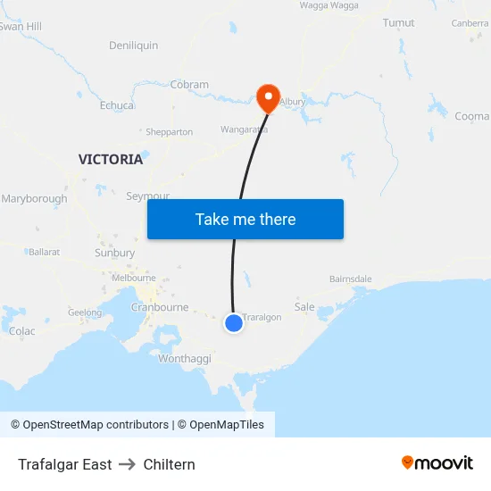 Trafalgar East to Chiltern map