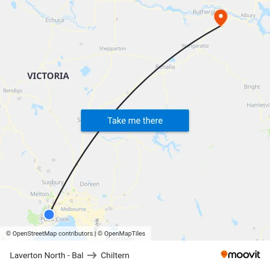 Laverton North - Bal to Chiltern map