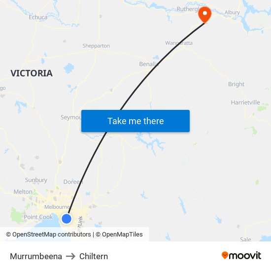 Murrumbeena to Chiltern map