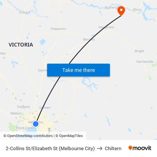 2-Collins St/Elizabeth St (Melbourne City) to Chiltern map