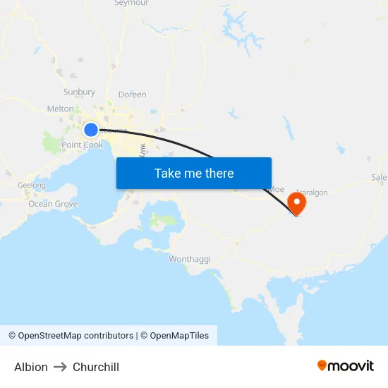 Albion to Churchill map