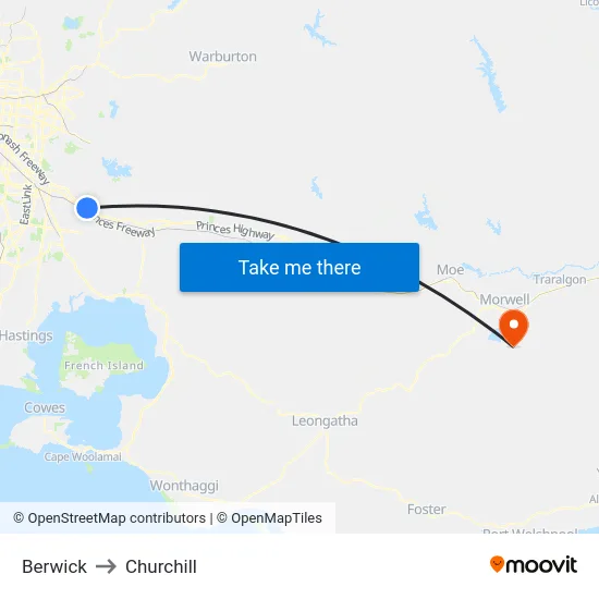 Berwick to Churchill map