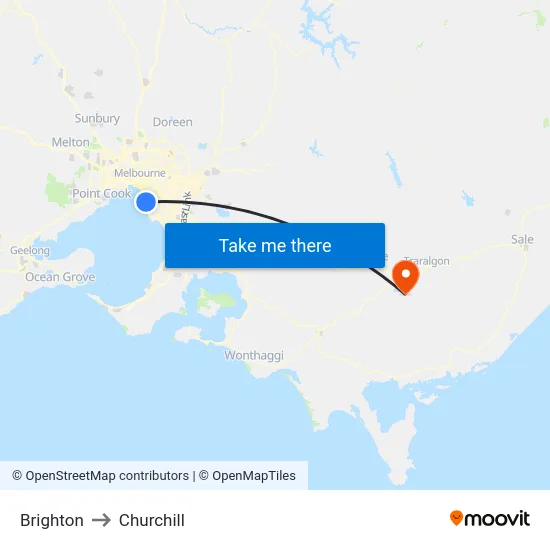 Brighton to Churchill map