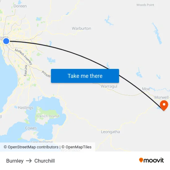 Burnley to Churchill map