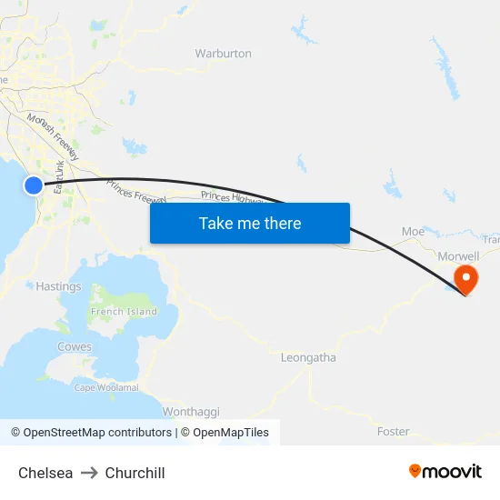Chelsea to Churchill map