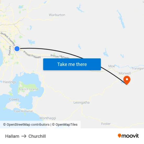 Hallam to Churchill map