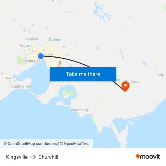 Kingsville to Churchill map