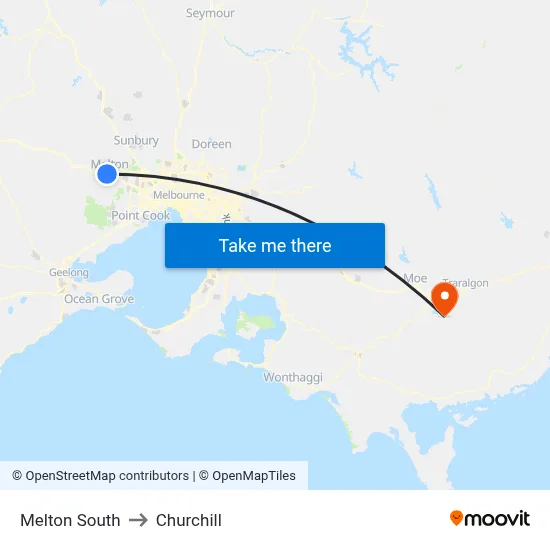 Melton South to Churchill map