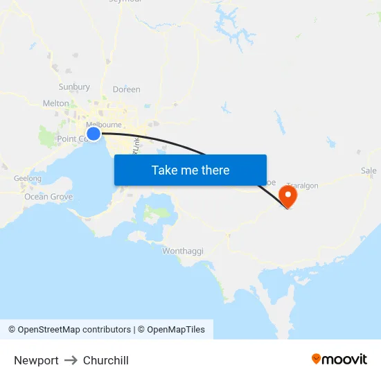 Newport to Churchill map