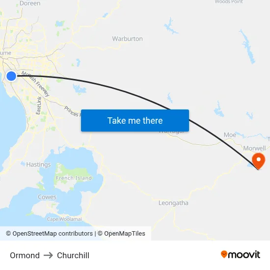 Ormond to Churchill map