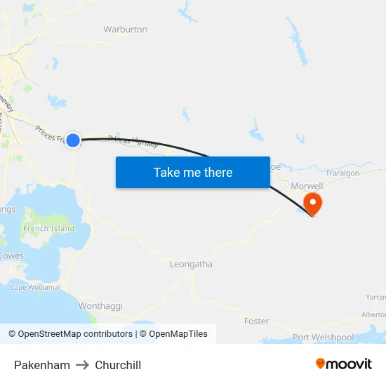 Pakenham to Churchill map