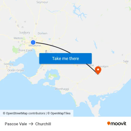 Pascoe Vale to Churchill map