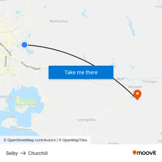 Selby to Churchill map