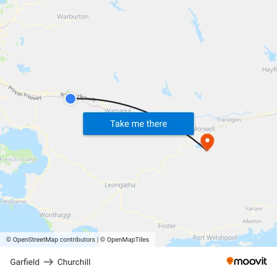 Garfield to Churchill map