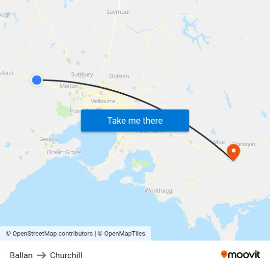 Ballan to Churchill map