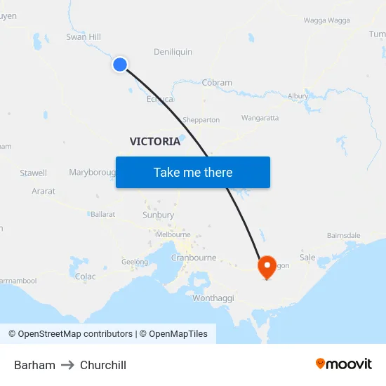 Barham to Churchill map
