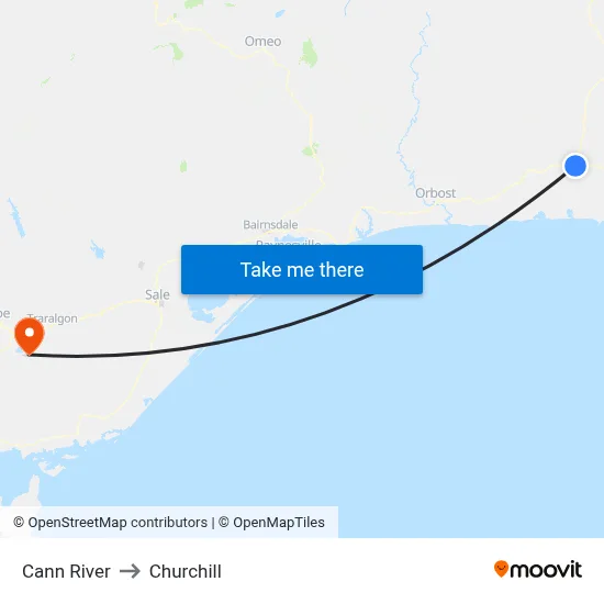 Cann River to Churchill map