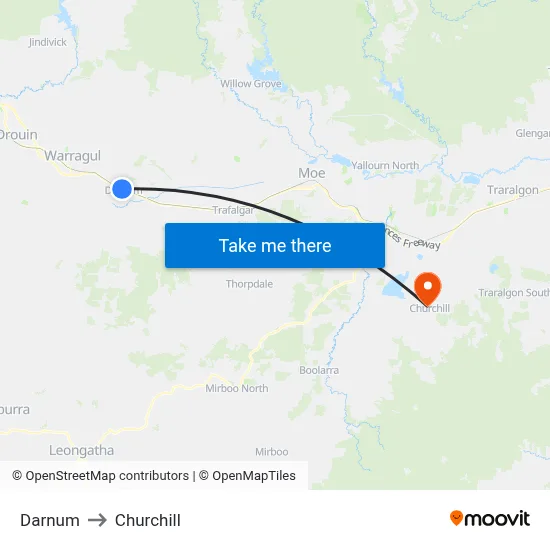 Darnum to Churchill map