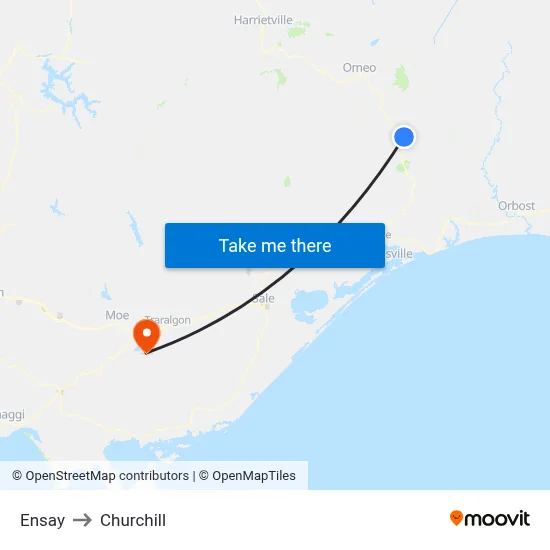 Ensay to Churchill map