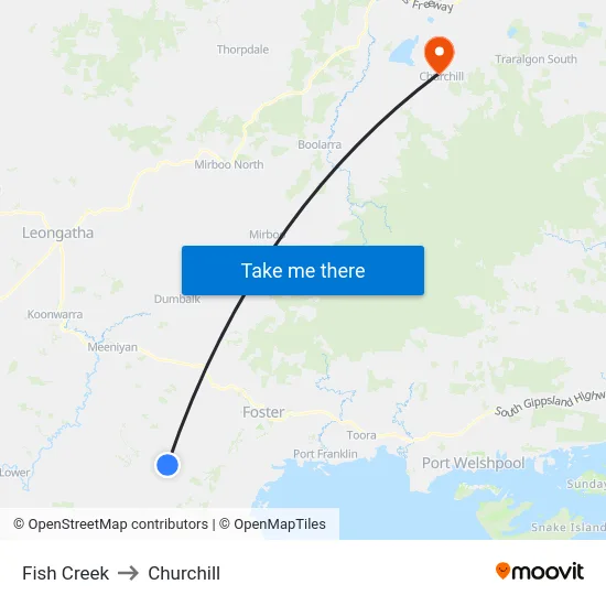 Fish Creek to Churchill map