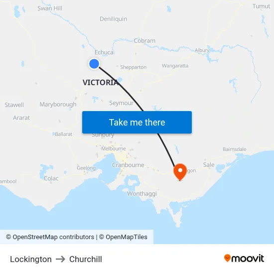 Lockington to Churchill map