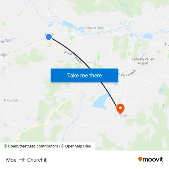Moe to Churchill map