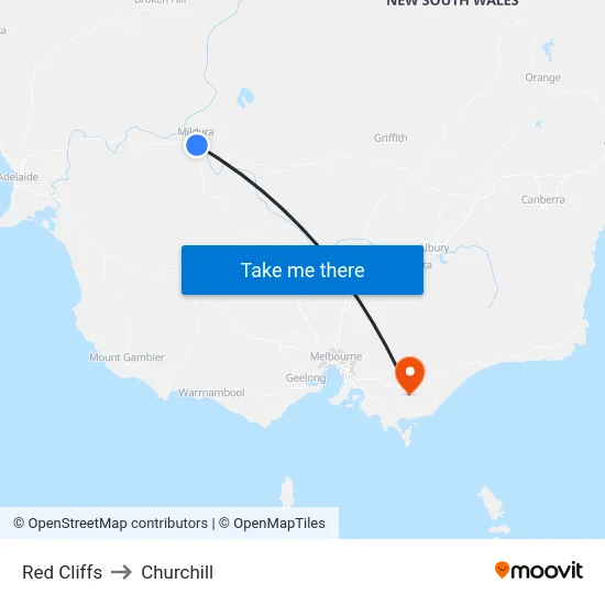 Red Cliffs to Churchill map
