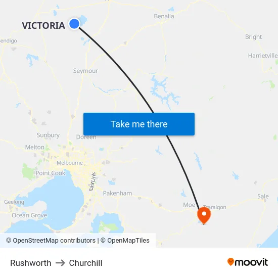 Rushworth to Churchill map