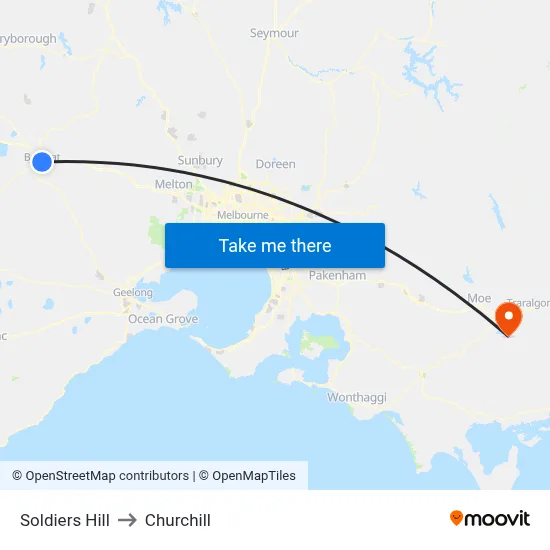 Soldiers Hill to Churchill map