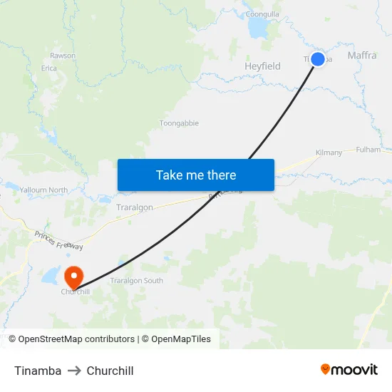 Tinamba to Churchill map