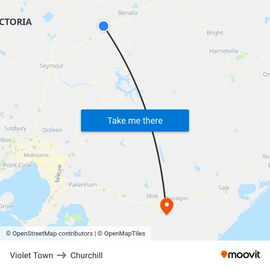 Violet Town to Churchill map