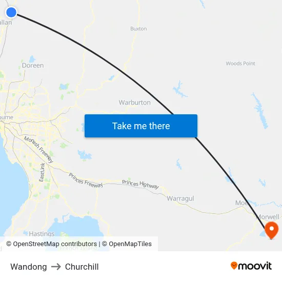 Wandong to Churchill map
