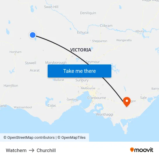 Watchem to Churchill map